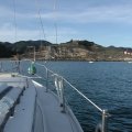 Looking forward from the cockpit on my friend's sailboat, Gaudi.