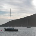 Another sailboat moored to the port side of Gaudi.